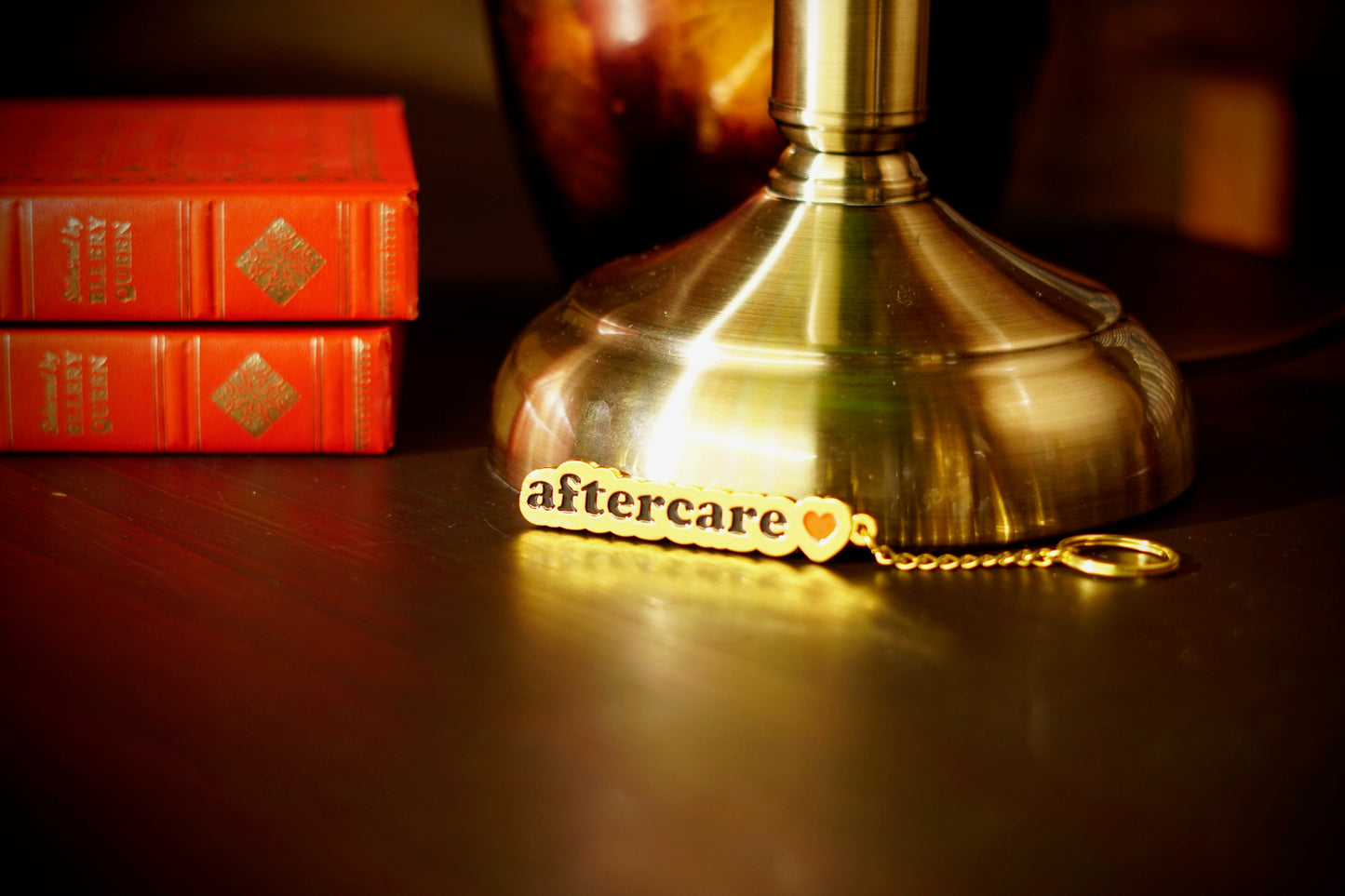 "I love aftercare" metal keychain