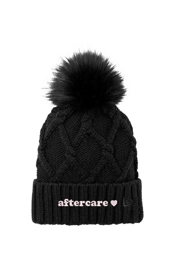 Aftercare Beanie - blk and pink letters